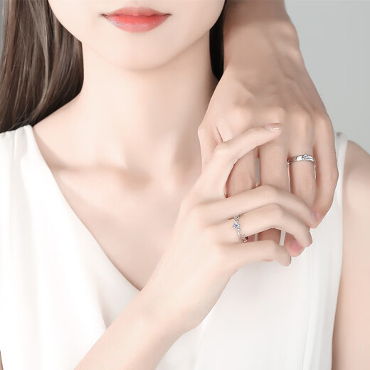 MZMZ platinum couple ring pt950 platinum moissanite engagement ring wedding ring Valentine's Day birthday gift for boyfriend and girlfriend light luxury model-Angel Wings Ring