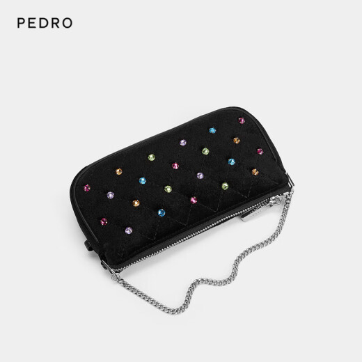 Pedro gem chain long wallet hand hold one shoulder armpit underarm women's bag PW4-66500012-1 Black S