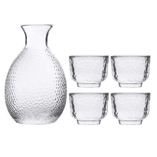 All-purpose Japanese-style glass wine set and wind hammer pattern one pot and four cups household sake pot, white wine cup, wine cup and wine divider