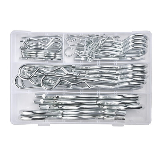 JINGGONG B-type pin R-type pin elastic cotter pin set Iron galvanized wave pin R-shaped pin bayonet hairpin lock pin B-type pin set box + cotter pin set box 200 pieces galvanized