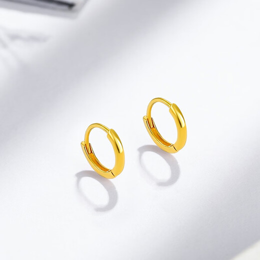 Liuguifu Jewelry Yellow 18K Gold Earrings Women's Geometric Hoop Earrings Colorful Gold Earrings Birthday Gift for Girlfriend About 0.55g