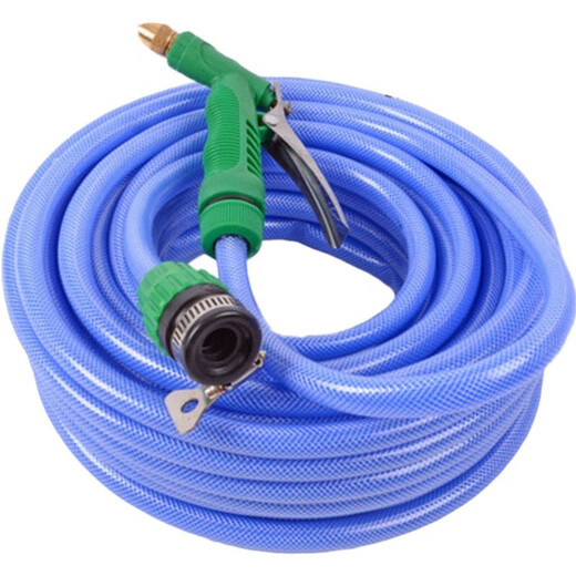 Water pipe hose, faucet connection, soft water pipe, water pipe, snakeskin pipe for watering flowers, car wash, household antifreeze, light blue, 15 meters water pipe + gun head + connector