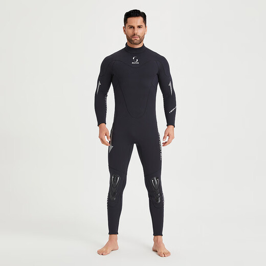 ZCCO new 3mm wetsuit men's one-piece warm surfing wetsuit women's long-sleeved cold-proof snorkeling winter swimsuit black (men's style) L