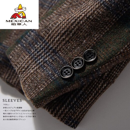 Scarecrow British Retro Formal Tartan Wool Jacket Suit Business Cashmere Warm Wool Single Suit Men's Thick Homemade Unique Green M