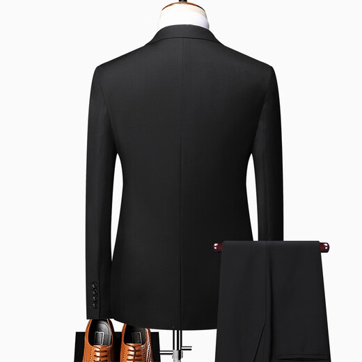 VEDEOL three or four piece suit optional suit men's suit casual slim jacket business formal wear new groomsman wedding black 2-button three-piece suit jacket + pants + tie L - suitable for weight 123-140