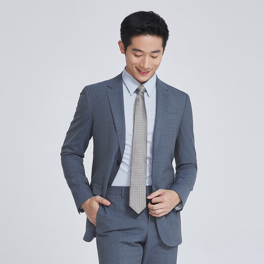 雅戈尔（YOUNGOR）套西上衣男669款两粒单排扣外套商务西服羊毛新品商场同款 灰蓝 XL 180/96A