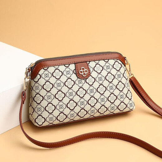 Changyin Fashion Mom Bag 2023 Chinese Valentine's Day Middle-aged Crossbody Bag Shoulder Small Bag Hand Clutch Bag Coin Mobile Phone Bag Brown