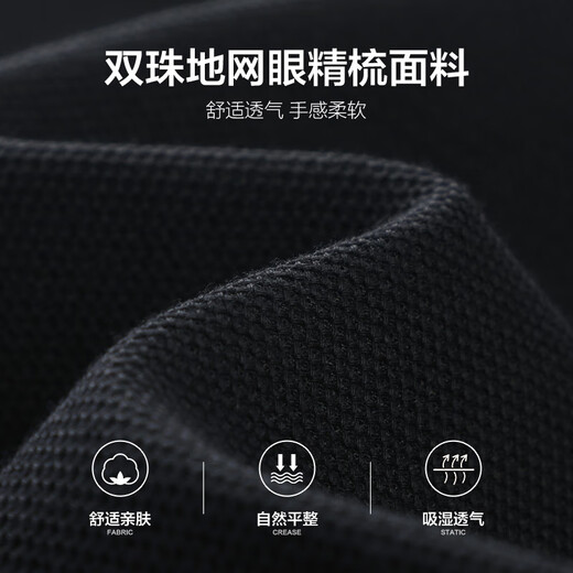 杉杉（FIRS）珠地网眼短袖T恤男2025夏季新款纯色商务舒适透气polo通勤衫727 黑色 S (165)