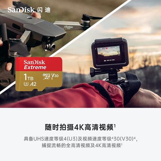 Sandisk (Sandisk) Hochgeschwindigkeitsspeicherkarte TF für Mobiltelefone DJI Drohnen Pocket3 Sportkamera Switch Dash Recorder Überwachungskamera V30 Memory Card 1 TB Lesen 190 MB/s GET 2.0 KARTENLESSE