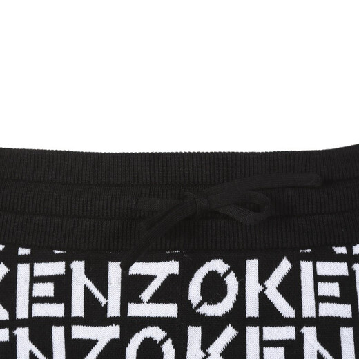 
Kenzo Takada (KENZO) Women's Cotton/Nylon Knitted Casual Pants Trouble Pants Trousers Gift for Women FC5 2PA691 3SC 99 Black and White LOGO Jacquard L
