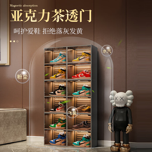 MDNGaj shoe box storage box transparent sneakers anti-oxidation shoe wall imitation acrylic shoe cabinet internet celebrity shoe rack shoe display cabinet hard plastic tea transparent door thickened 4 pairs - Vibrant Orange Popular Style