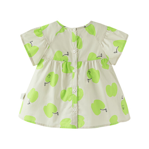 Mini Bala girls short-sleeved shirt summer baby skin-friendly soft cotton sweet children's shirt green tone 00344 90