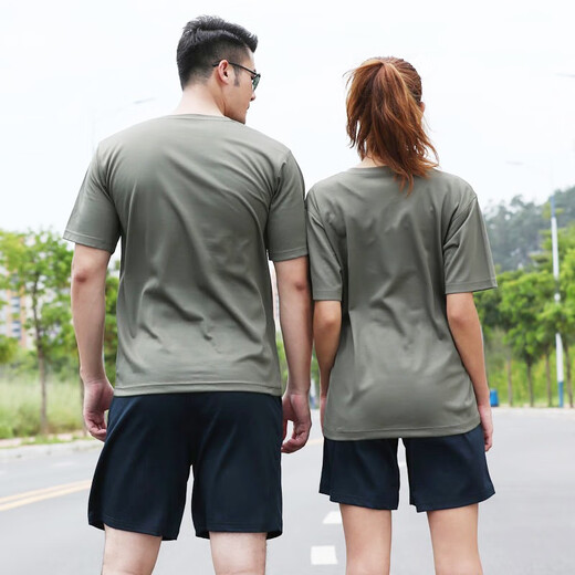 Yusa genuine physical fitness clothing training suit summer men and women short-sleeved shorts training clothing quick-drying sports round neck t-shirt camouflage gray physical fitness clothing (single pants) 175/92-96