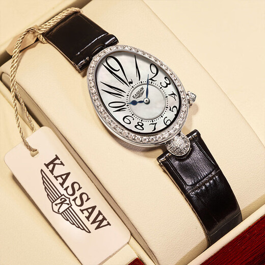 Kassaw Swiss Certified Watch Women's Queen Queen-Serie Frauen Gesichtsgürtel Persönlichkeit Oval Diamond-Set Small Dial Watch Flaggschiff-Version K825L Elegant Silber