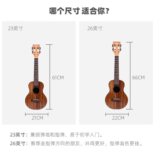 DOPHN多斐恩AR650相思木全单专业演奏儿童小吉他尤克里里 26英寸相思木