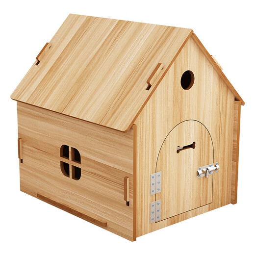 Jinlun Doghouse Four Seasons Universal House Dog House Cat House Indoor Wooden Enough Cat Delivery Room Small Dog Thickened Dog House Teak Color Door Style S-Small Model 6Jin [Jin equals 0.5 kg] Dogs can live in