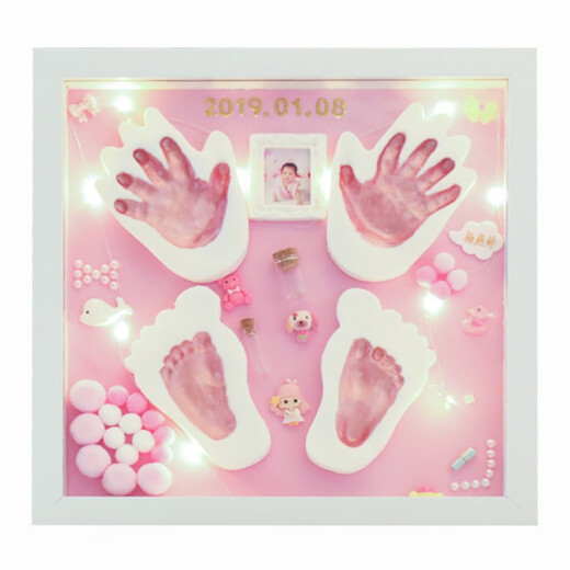 Dingji birthday gift baby gift 3D three-dimensional baby hand and foot print mud photo frame diy baby hand and foot print mud newborn 100-day gift creative photo album gift princess powder [hands and feet style]