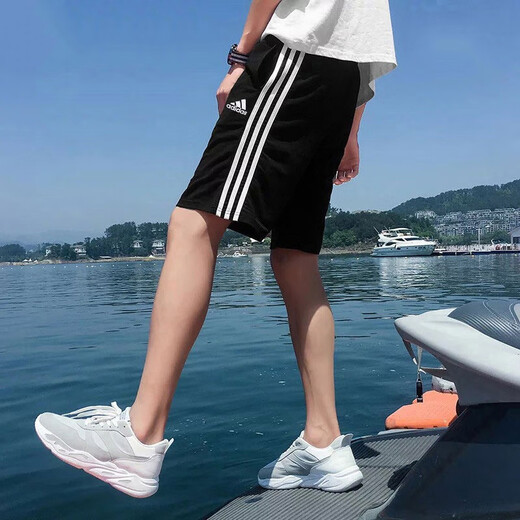 阿迪达斯（adidas）男裤子 25夏季新款黑色运动休闲裤耐磨快干健身裤透气跑步短裤男 IC1484/梭织网衬-快干面料 XL