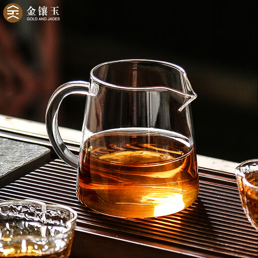 Gold inlaid jade tea set accessories clean male cup glass fair cup tea sea tea divider kungfu tea set spare parts
