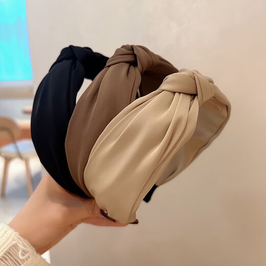 Mr. Ouyang's hairband women's hairpin-like headband high skull headwear 2025 new style hairband knotted wide-brimmed hairband hair accessories A205 black A23-108