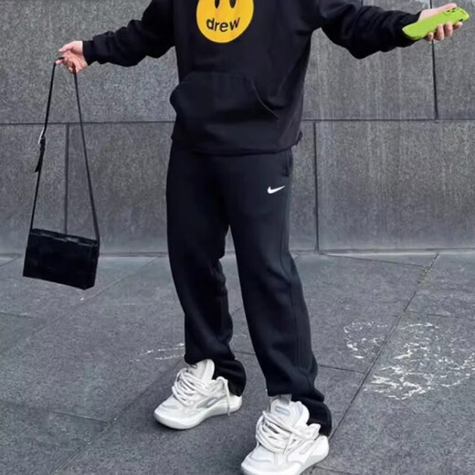 耐克运动裤男裤秋冬加绒保暖时尚休闲裤跑步训练健身裤子收口长裤 DX1365-010/内里加绒 S /建议100-120斤