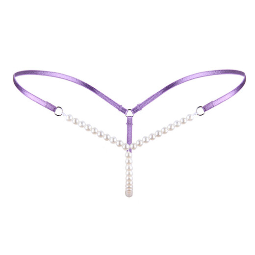 Sexy Pearl Panties T-string Lace Temptation Transparent T-Pants Women's Y-Shaped Open No-Revealing Hairy Panties Sexy Purple 160