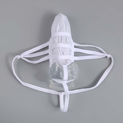 Guiruo men's lasso sexy see-through temptation underwear men's exposed egg plane thong sex toy white L (16cm)