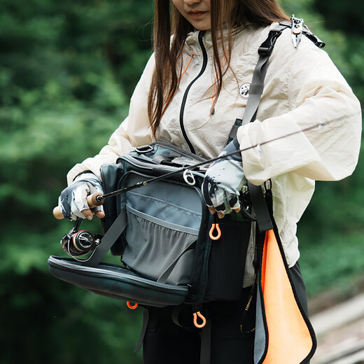 LURESKY high-end outdoor waterproof lure bag, multi-function pole backpack, large capacity single shoulder sling bag, fishing gear bag, crossbody bag, medium gray