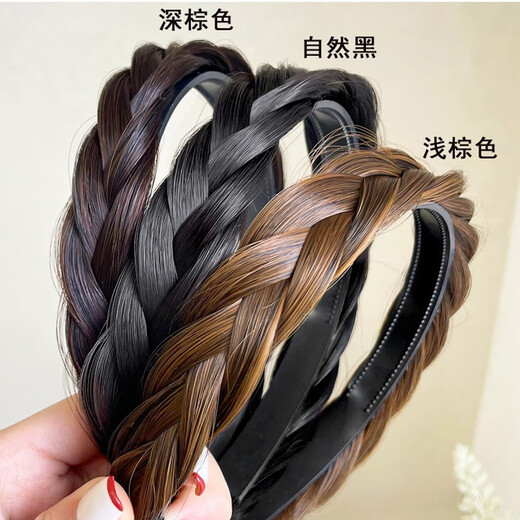 Mu Ding Ding Internet celebrity fishbone braid hair hoop wig braided hairpins for women braided hairpins headband braided headband high skull artifact simulation natural black