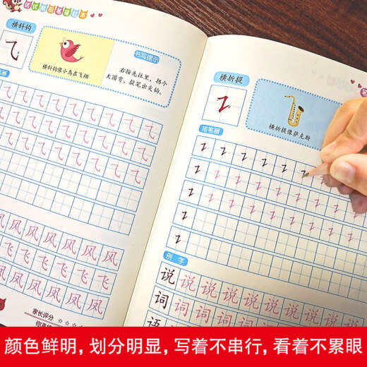 Chinesische Charakterverfolgung Buch + Schlaganfall -Schlaganfall -Verfolgung Buch (4 Bände insgesamt) Großes offenes Buch Bleistift Chinese Charakter Tracing Book Practice Book Vorschule Vorbereitung Stiftkontrolle Kindergartengruppe Kauf Lehrbuch 128 ** 834