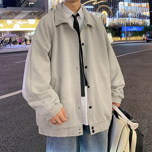 Pinsula Paul (Dingfengbaoluo) Jacke Herrenherbst und Winter lässig losen trendy Wildleder Top American Baseball Uniform YM9921M Aprikose 2xl