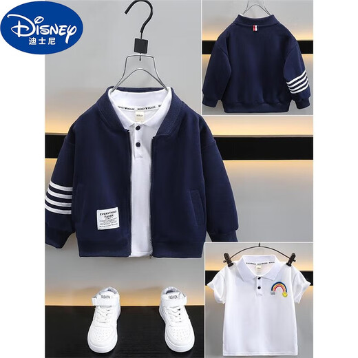 Disney (Disney) Boys' Jackets Autumn Clothes Little Boys Cardigan Two-Year-Old Baby Boy Baseball Uniform Outer Children's Jacket Top Navy Blue (Single Baseball Uniform Jacket) 100cm