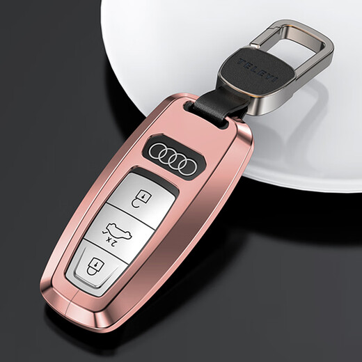 Digalen Audi Key Deckung Neues A6L A8L/Q7/A3/A7/Q8 Schlüsselbeutel Q4 Neue Energy Schlüsselkette Männer und Frauen High-End-Schutzhülle Neue Space Grau + Lederschlüsselkette