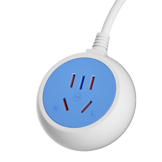 Battery car, electric vehicle charging extension cord, extension cord, plug-in strip, drag strip/plug strip/wiring board, 10-meter power cord, three-core three-hole socket plug extension cord, classic blue round three-plug (0.2 meters)