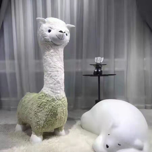 Mantenga lindo taburete de muñeca de montura de alpaca asiento de animal muñeca con ruedas regal de cumpleaños de juguete de lujos de lujo para mujeres desmontables 1.12m