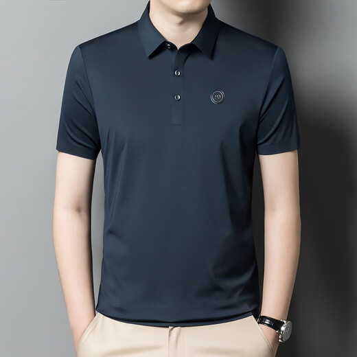 Anislen leichtes, luxuriöses, aristokratisches Kurzarm-T-Shirt für Herren im Sommer, dünnes, einfarbiges, modisches, lässiges All-Match-Halbarm-Top-T-Shirt für Herren 9859 Schwarz S 165 Empfohlene Größe 100-119 Jin Jin entspricht 0,5 kg