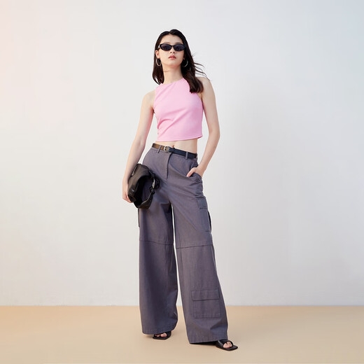 VEROMODA Vest Autumn and Winter New Solid Color Round Neck Simple Short Korean Tank Vest 3303002 Begonia Pink-C22 S 160/80A