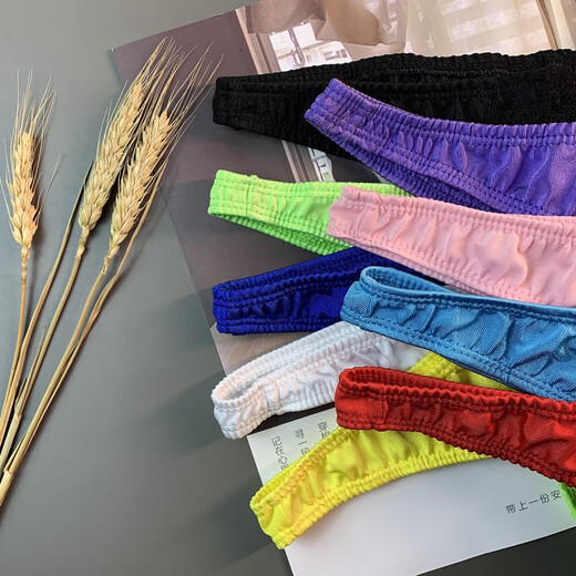 Men's sexy underwear, perverted lace thongs, men's sexy see-through men's T-string pants, passionate hollow transparent sexy elastic low-waisted SM role-playing couples sexual teasing, black, one size