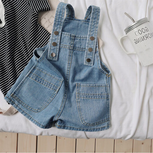 Weilai children's overalls summer new style girls' baby fashionable denim strap shorts little girl versatile casual pants children's strap shorts 100cm