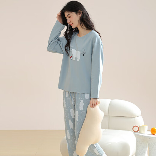 Yu Zhaolin (Yuzhaolin) pijama para mujeres algodón puro 2021 Nuevo pijama de celebridades de Internet para mujeres en primavera y otoño gran tamaño de manga larga juego de ropa para el hogar NSWR-01N9905 M [sugerido 80-105Jin [Jin equivale a 0.5 kg]]]