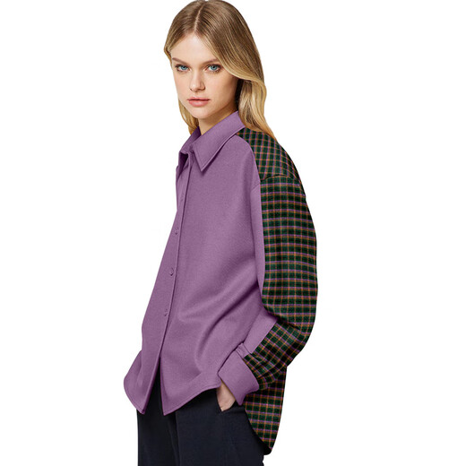DiFelig American Retro Purple Long Sleeve Shirt Women's 2025 Spring New Loose Temperament Versatile Top Picture Color M
