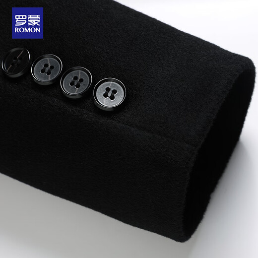 Romon long knee-length woolen coat for men, slim-fit autumn and winter casual mid-length woolen windbreaker jacket for men