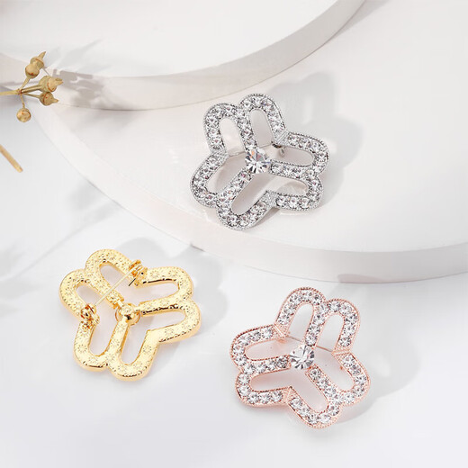 Rongxia Women's Federation Logo Brooch Customized Women's Federation Badge Women's Three-ring Scarf Button Pin Lapel Pin Gold Spur Pin