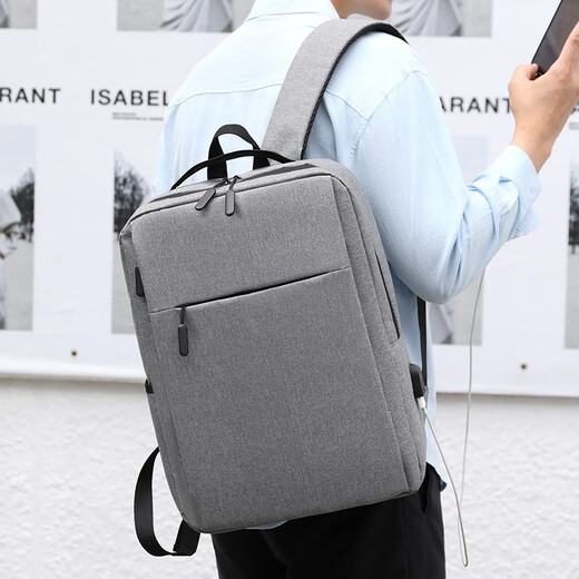 Double Star Backpack for men's computer bag backpack for women 16-inch school bag junior high school high school college students large capacity notebook bag gray [16-inch standard version]