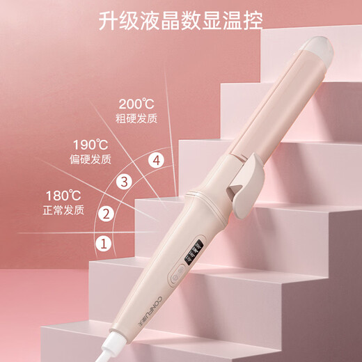 CONFU curling iron mini electric splint straight and curling dual-purpose perm iron fluffy bangs clip straight plate curling hair straightener dormitory KF-535 pink negative ion style