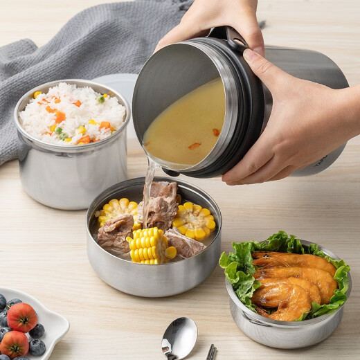 Taifu high vacuum 304 stainless steel large capacity anti-spill layered thermal insulation pot student lunch box t0300-1.6 liters 0ml