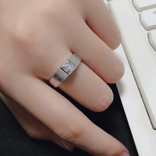 Star White K Gold Ring PT950 Platinum Diamond Ring Moissanite Diamond Ring Temperament Carat Business Men’s Wedding Ring Chinese Valentine’s Day 20 Points D Color Diamond-Simple Brushed-Platinum Men’s Ring Number 9-20 Rings Available for Consultation