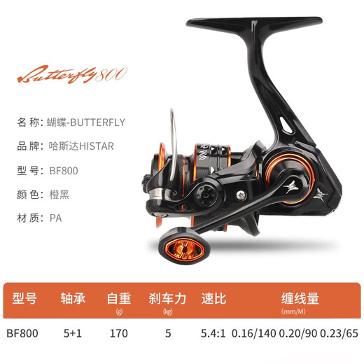 HISTAR butterfly micro-object spinning wheel ultra-light lure reel oblique mouth shallow line cup fishing reel lightweight 800 type horse mouth reel fishing line butterfly micro-object ultra-light long-throw spinning wheel 800 series left and right hand interchangeable type