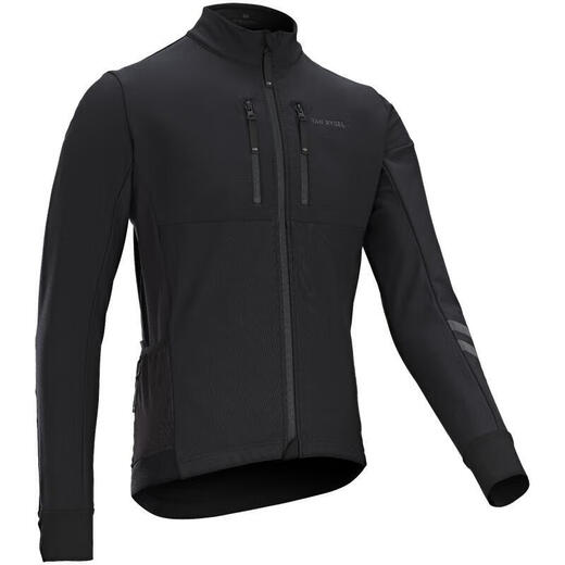 Decathlon Cycling Jersey Men's Autumn and Winter Weatherproof Jacket Cycling Windbreaker Black L 4793159