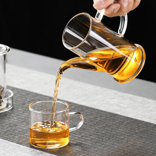 Magnolia incense thickened glass tea set black tea green tea tea set home office Kung Fu tea set small size 250ML white single pot 250ML